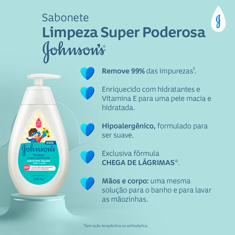 Sabonete Líquido Johnson's Kids Limpeza Super Poderosa 200ml