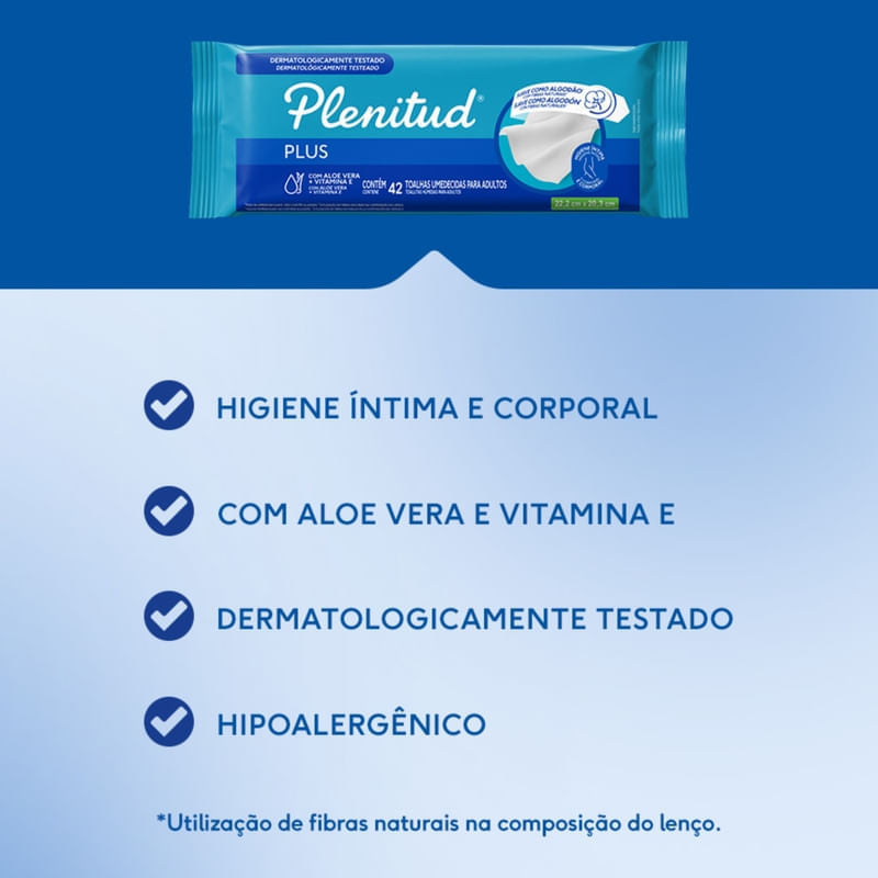 Toalha Umedecida Plenitud para Cuidado Adulto 42 Unidades