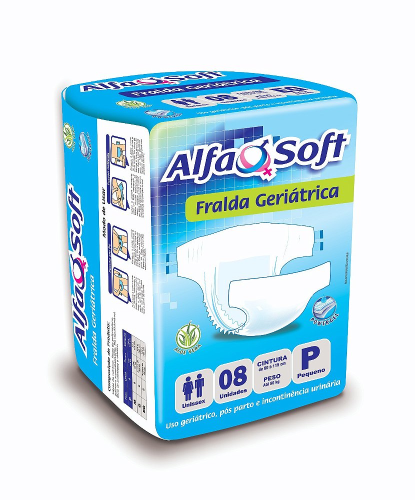 FRALDA GERIÁTRICA ALFASOFT P - FARDO COM 80 UNIDADES