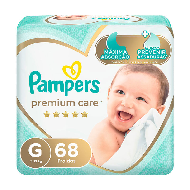Fralda Pampers Premium Care Jumbo G 68 Unidades