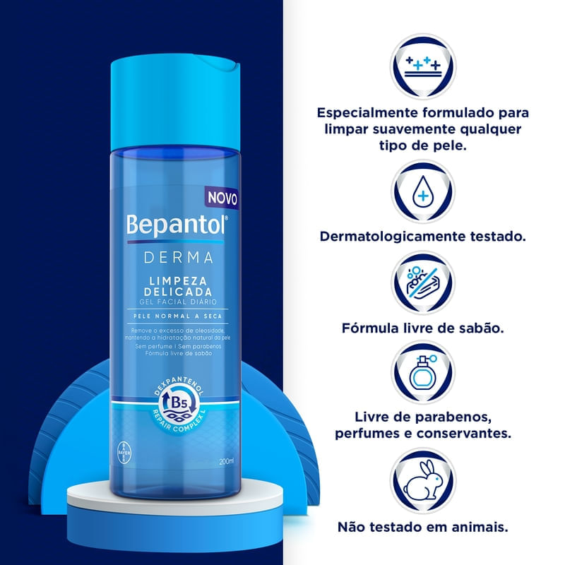 Gel Facial Diário Bepantol Derma Limpeza Delicada 200ml
