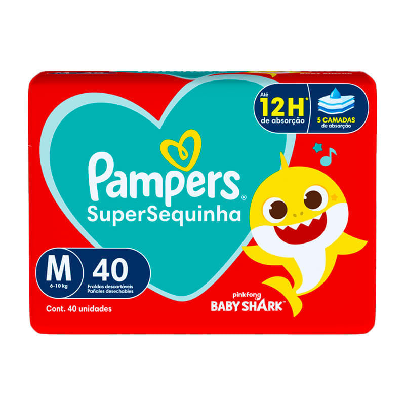 Fralda Pampers Super Sequinha Mega M 40 Unidades