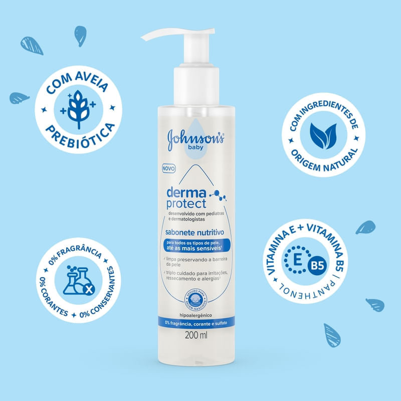 Sabonete Líquido Nutritivo Johnson's Baby Derma Protect 200ml