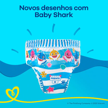 Fraldas Pampers Splashers Baby Shark XG 10 Unidades