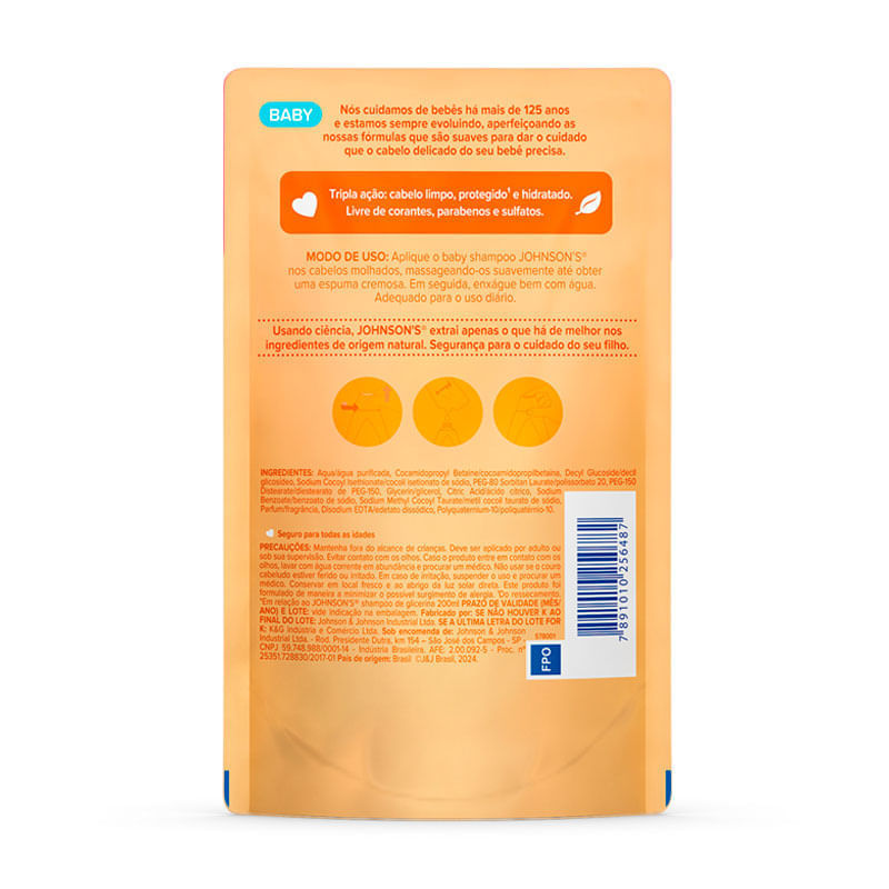 Refil Shampoo Johnson's Baby Glicerina 180ml