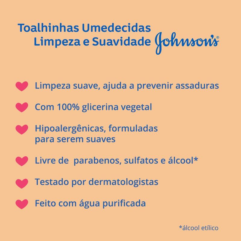 Lenços Umedecidos Johnson's Baby Limpeza e Suavidade 44 Unidades