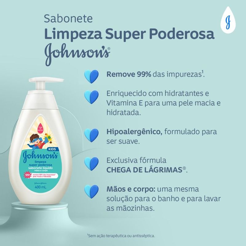 Sabonete Líquido Johnson's Kids Limpeza Super Poderosa 400ml