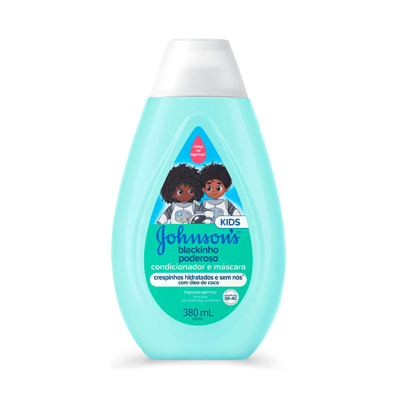 Condicionador e Máscara Infantil Para Cabelos Crespos Johnson’s Kids Blackinho Poderoso 380ml