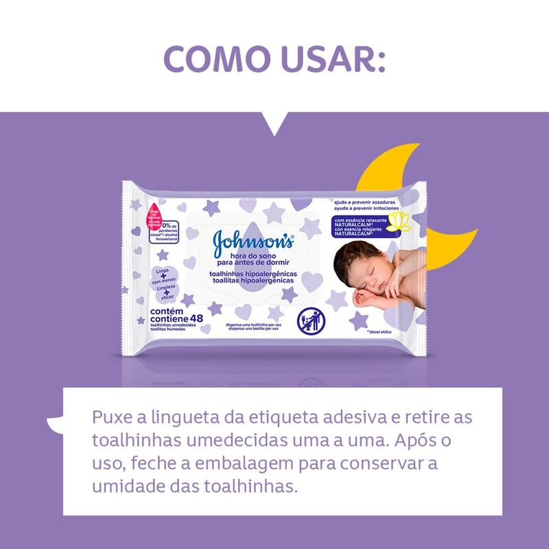 Lenços Umedecidos Johnson's Baby Hora do Sono 48 Unidades