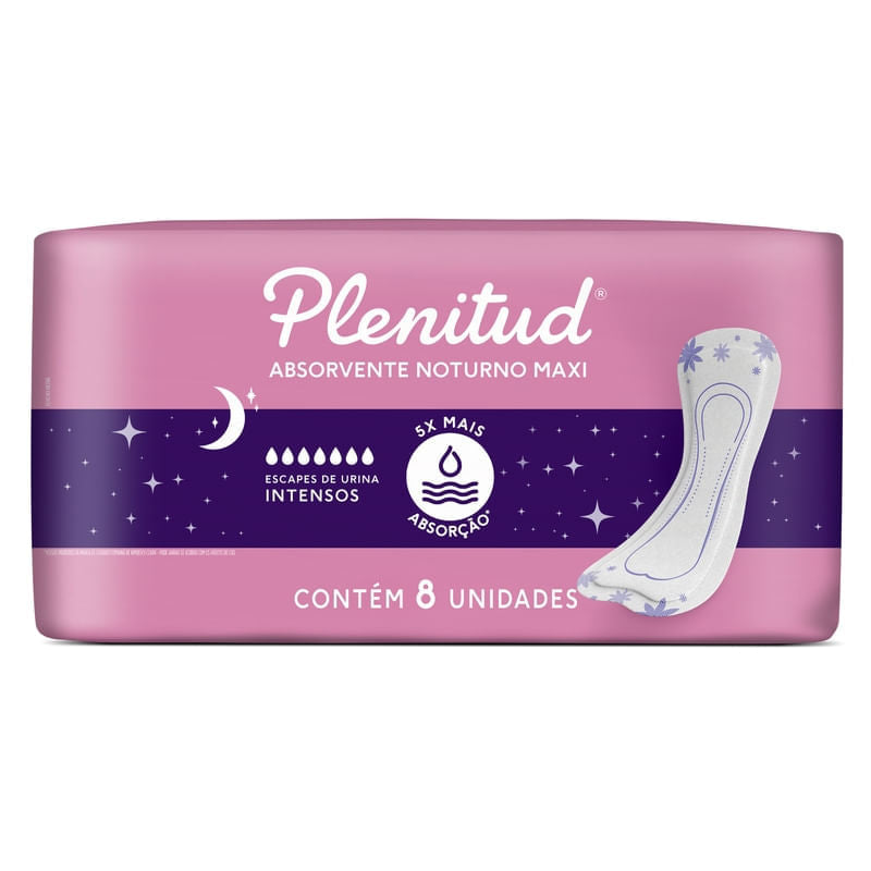 Absorvente Noturno Maxi Plenitud Femme para Escapes de Urina 8 Unidades