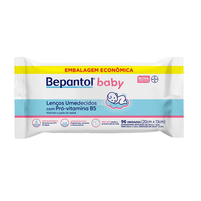 Lenços Umedecidos Para Bebês Bepantol Baby 96 Unidades