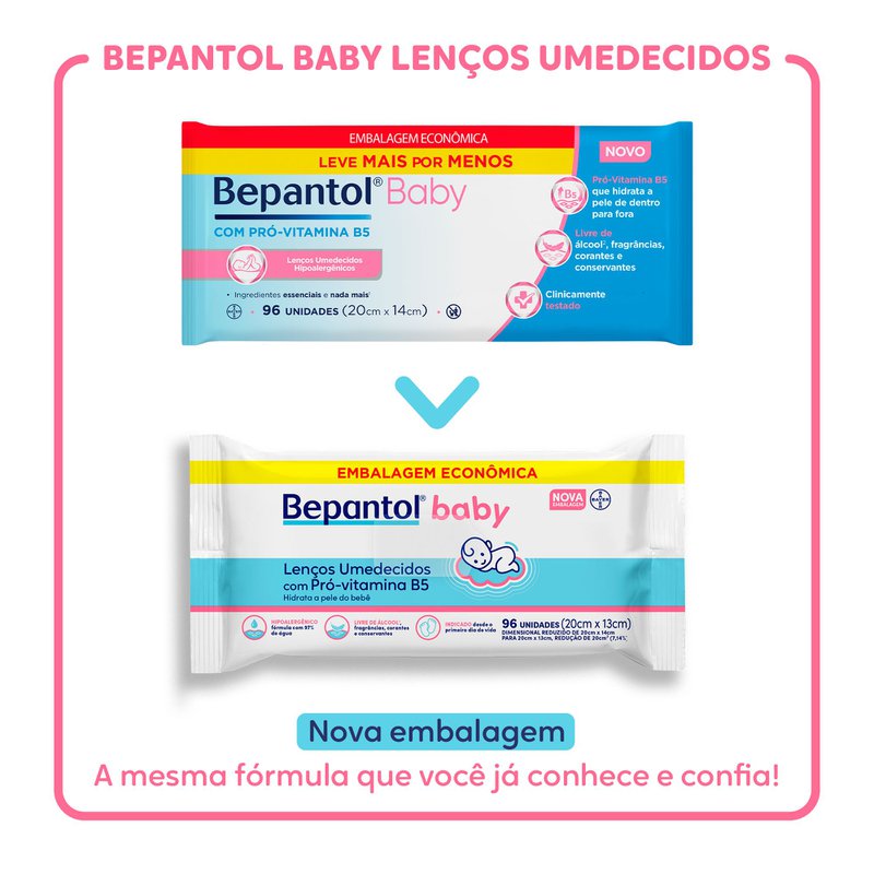Lenços Umedecidos Para Bebês Bepantol Baby 96 Unidades