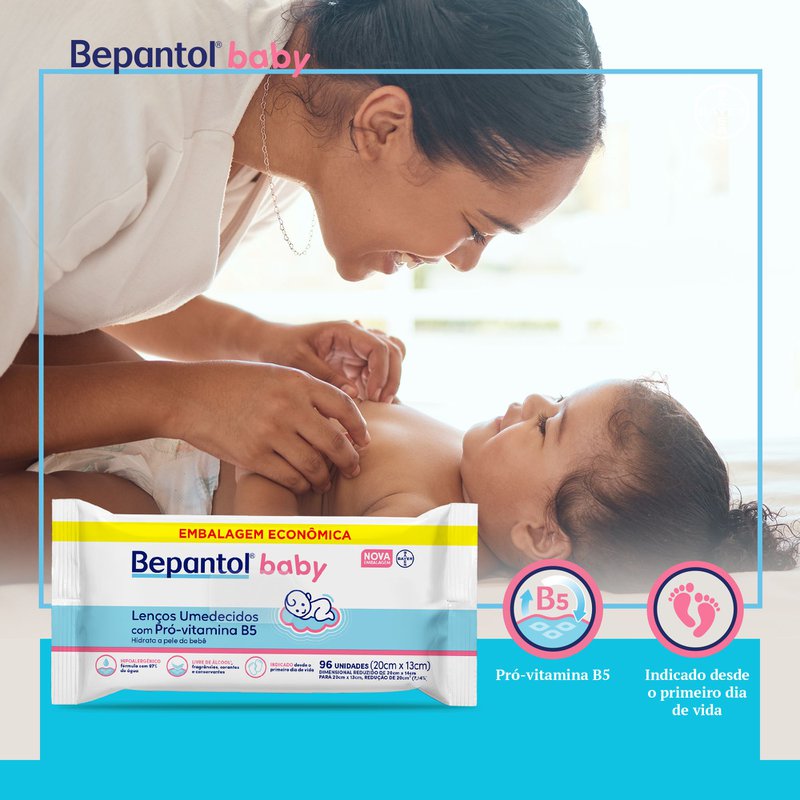 Lenços Umedecidos Para Bebês Bepantol Baby 96 Unidades