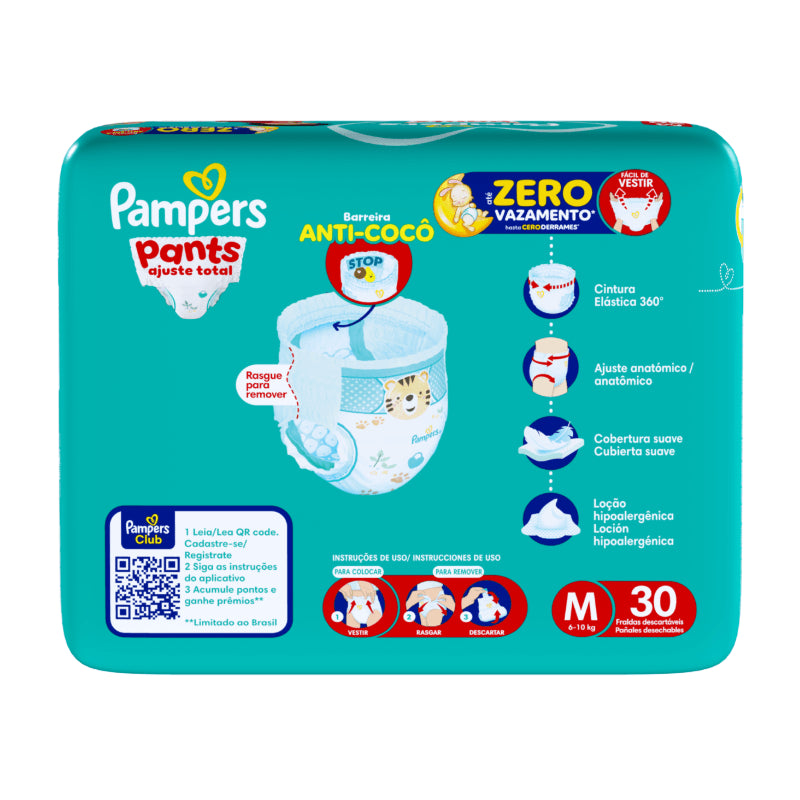 Fralda Pampers Pants Ajuste Total M 30 Unidades