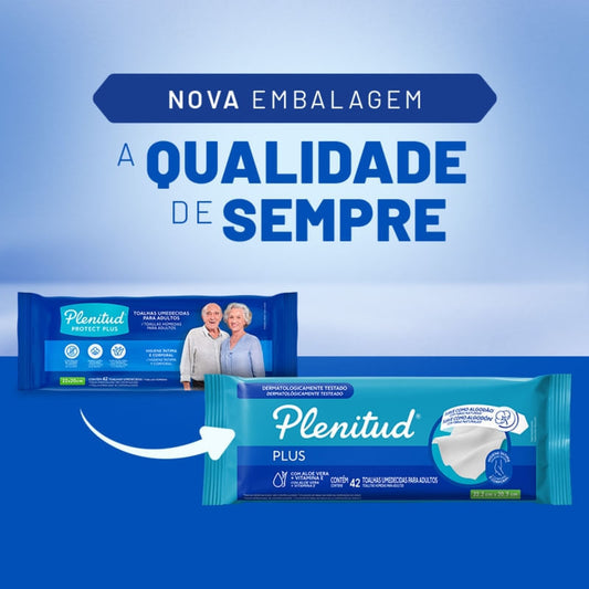 Toalha Umedecida Plenitud para Cuidado Adulto 42 Unidades