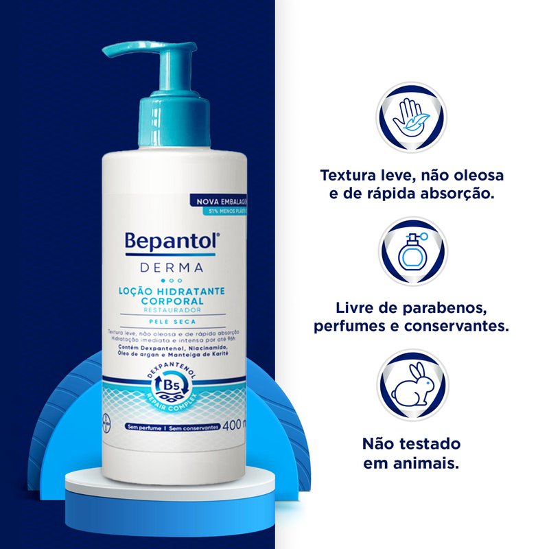 Loção Corporal Bepantol Derma Hidratante Restaurador Pele Seca 400ml