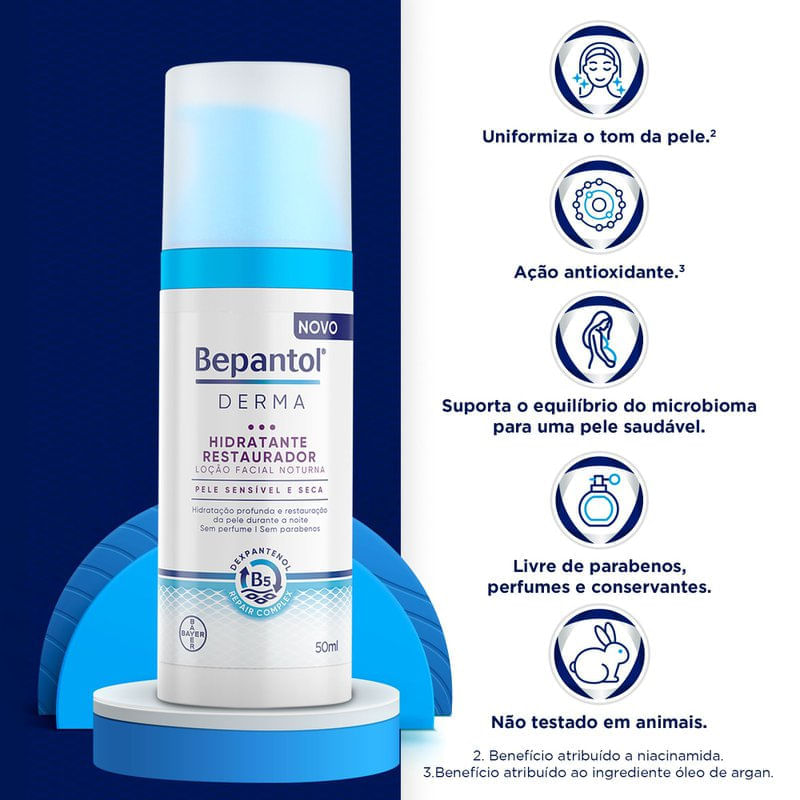 Loção Facial Bepantol Derma Restaurador Noturno 50ml