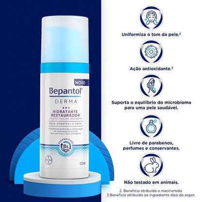 Loção Facial Bepantol Derma Restaurador Noturno 50ml
