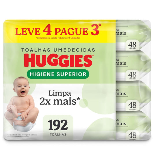 Lenços Umedecidos Huggies Higiene Superior 192 Unidades