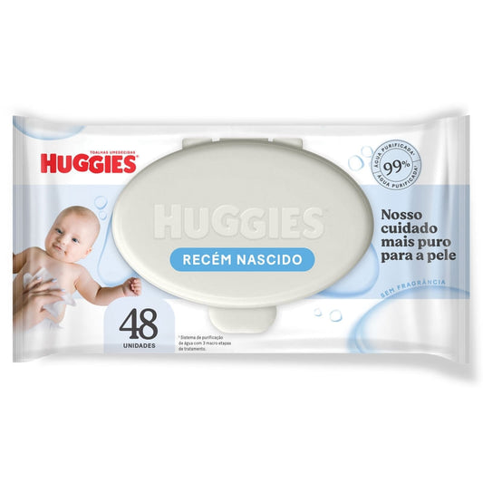 Lenços Umedecidos Huggies Recém-Nascido Sem Fragrância 48 Unidades