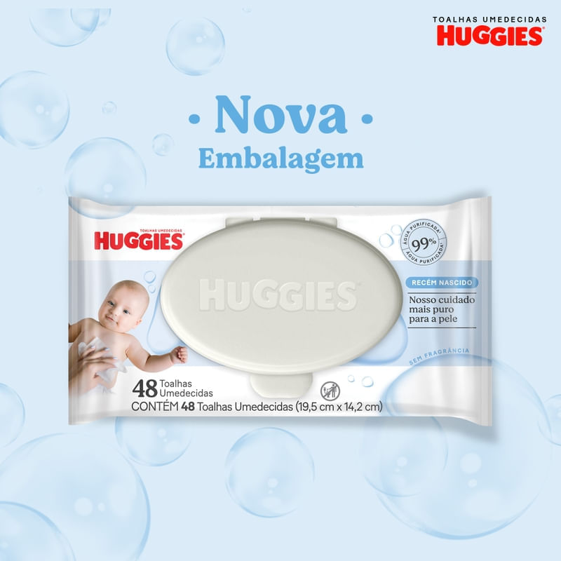 Lenços Umedecidos Huggies Recém-Nascido Sem Fragrância 48 Unidades