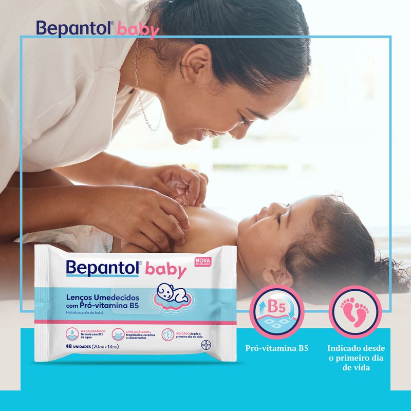 Lenços Umedecidos Para Bebês Bepantol Baby 48 Unidades