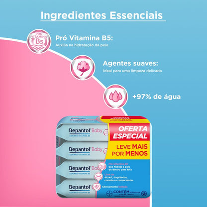 Kit Lenços Umedecidos Para Bebês Bepantol Baby 192 Unidades