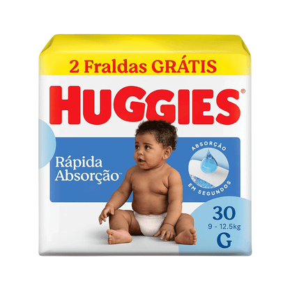 Fralda Huggies Rápida Absorção G 30 Unidades