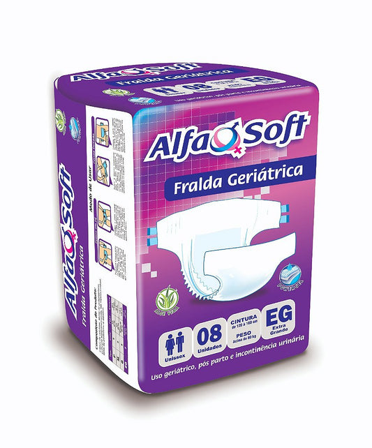 FRALDA GERIÁTRICA ALFASOFT EG - FARDO COM 80 UNIDADES