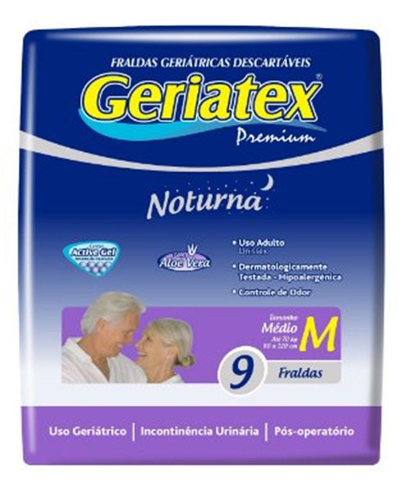Fralda Geriátrica GERIATEX PREMIUM NOTURNA M - FARDO COM 108 TIRAS