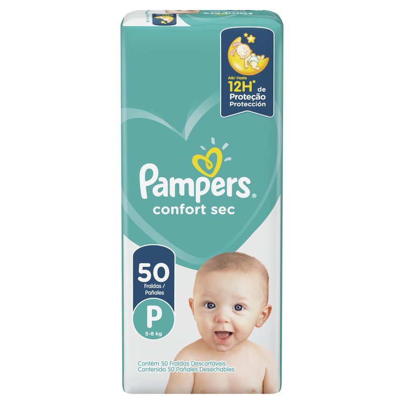 Fraldas Pampers Confort Sec P 50 Unidades