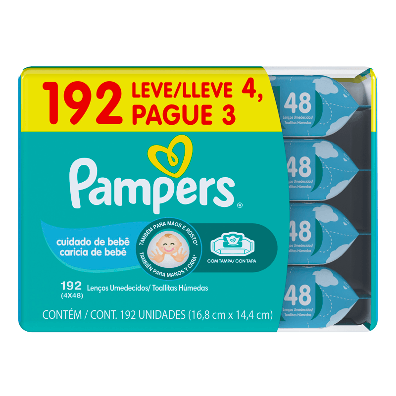 Lenços Umedecidos Pampers Cheirinho de Bebê 192 Unidades