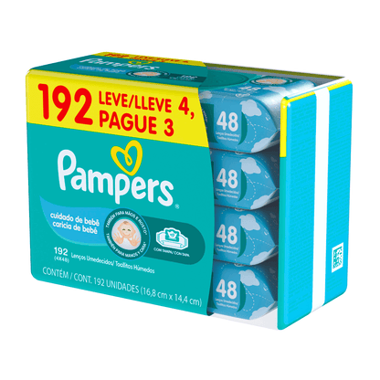 Lenços Umedecidos Pampers Cheirinho de Bebê 192 Unidades