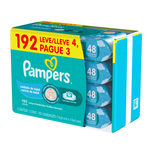 Lenços Umedecidos Pampers Cheirinho de Bebê 192 Unidades