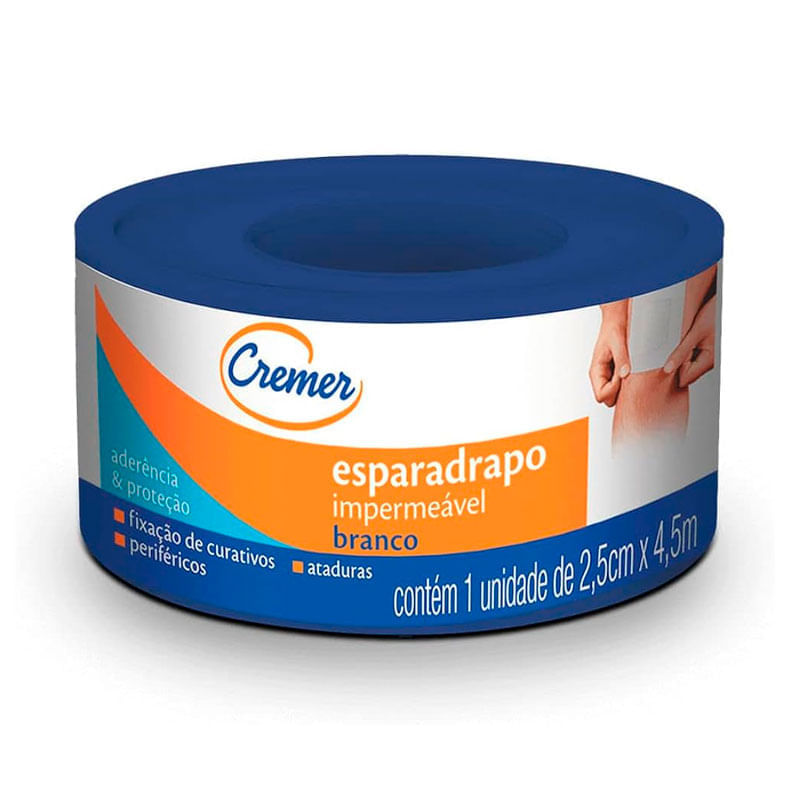 Esparadrapo Impermeável Cremer 2,5cm X 4,5m Cor Branco 1 Unidade