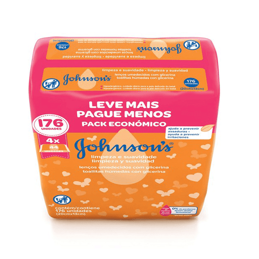 Lenços Umedecidos Johnson's Baby Limpeza e Suavidade 176 Unidades