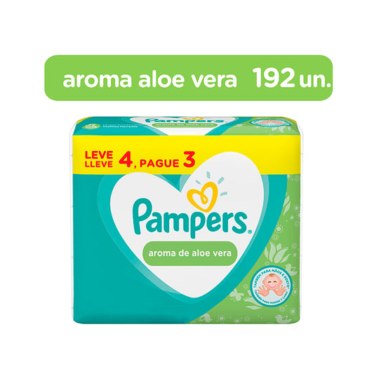 Lenços Umedecidos Pampers Aroma Aloe Vera 192 Unidades
