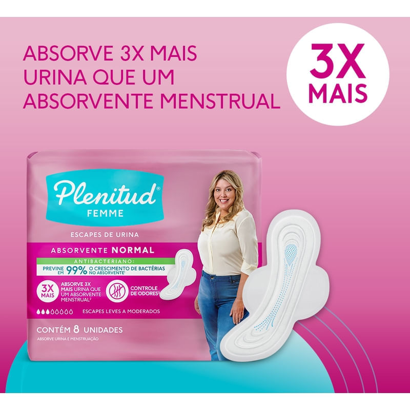 Absorvente Normal Plenitud Femme C/Abas 8 Unidades