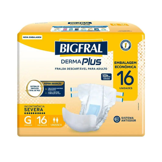 FRALDA GERIÁTRICA BIGFRAL DERMAPLUS G - FARDO COM 64 UNIDADES