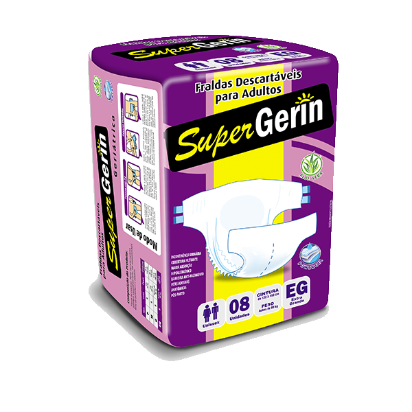 Fralda Geriátrica SUPER GERIN EG - FARDO COM 80 TIRAS